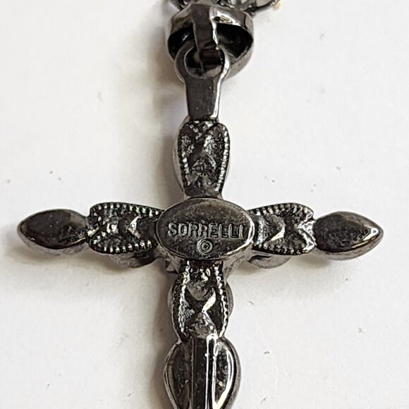 Sorrelli Black & Clear Crystal Cross Pendant Necklace 16" - Picture 7 of 11